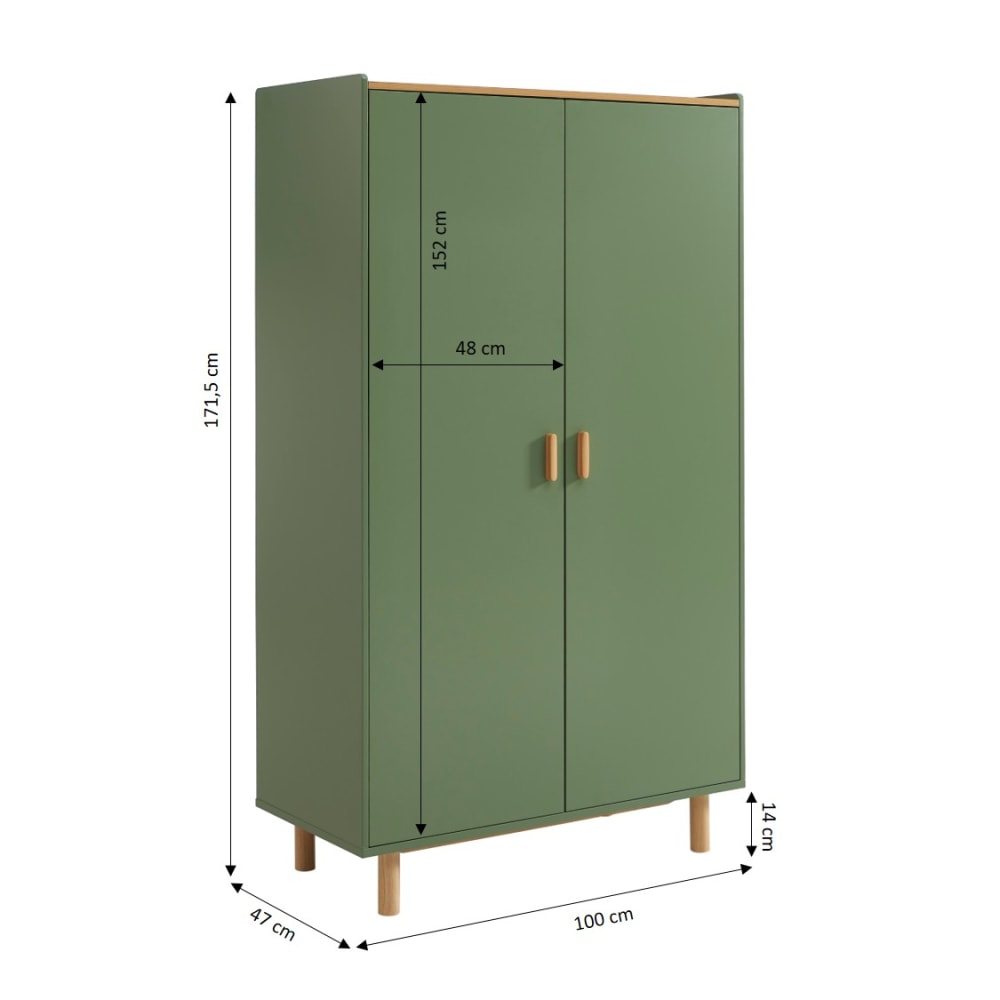 Armoire enfant  vert 2 portes (Baita) - Image 2