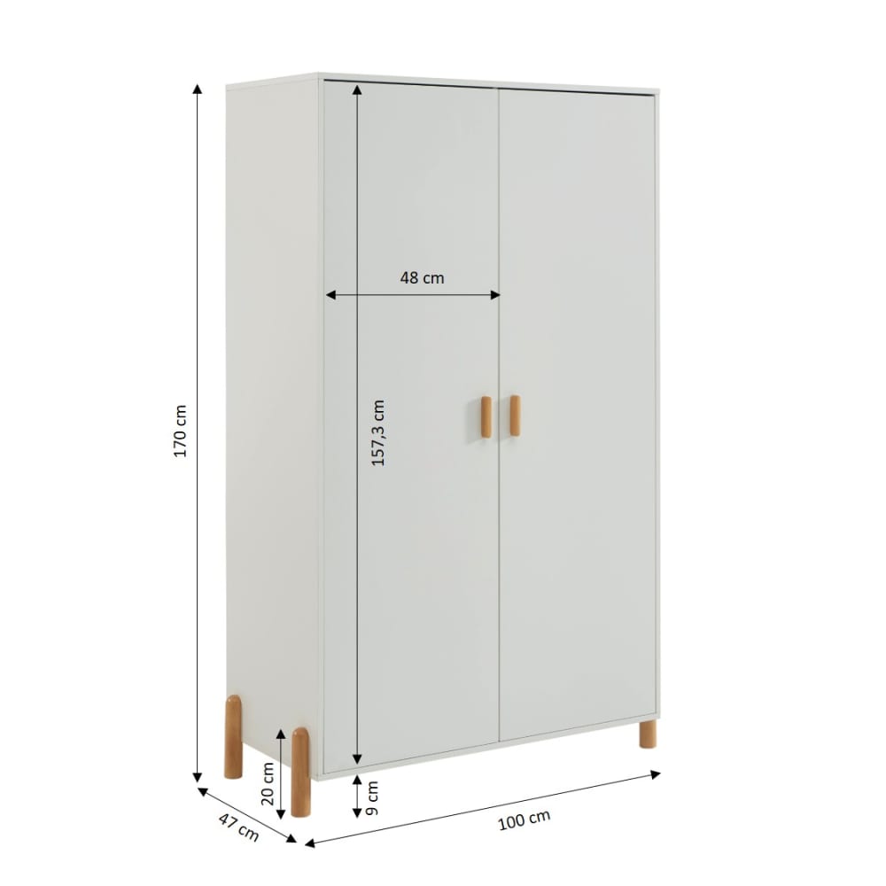 Armoire enfant  blanc 2 portes (Baita) - Image 2