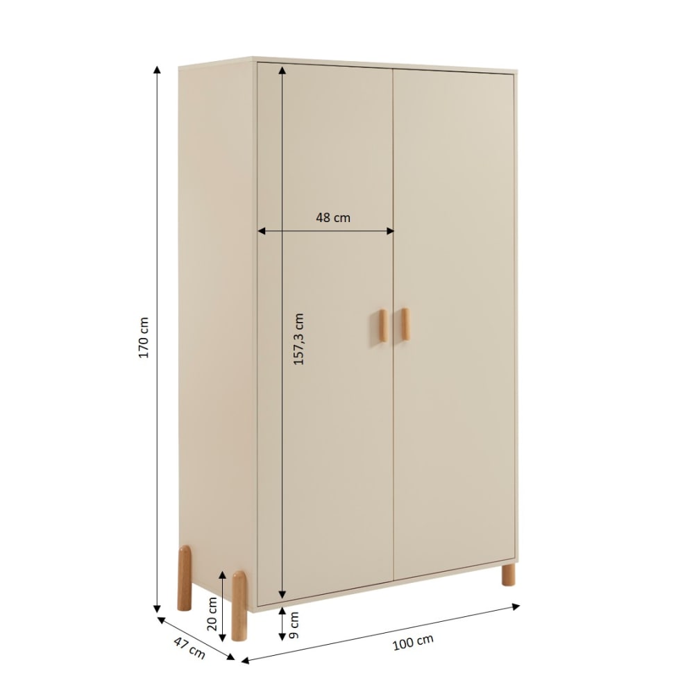 Armoire enfant  beige 2 portes (Baita) - Image 2