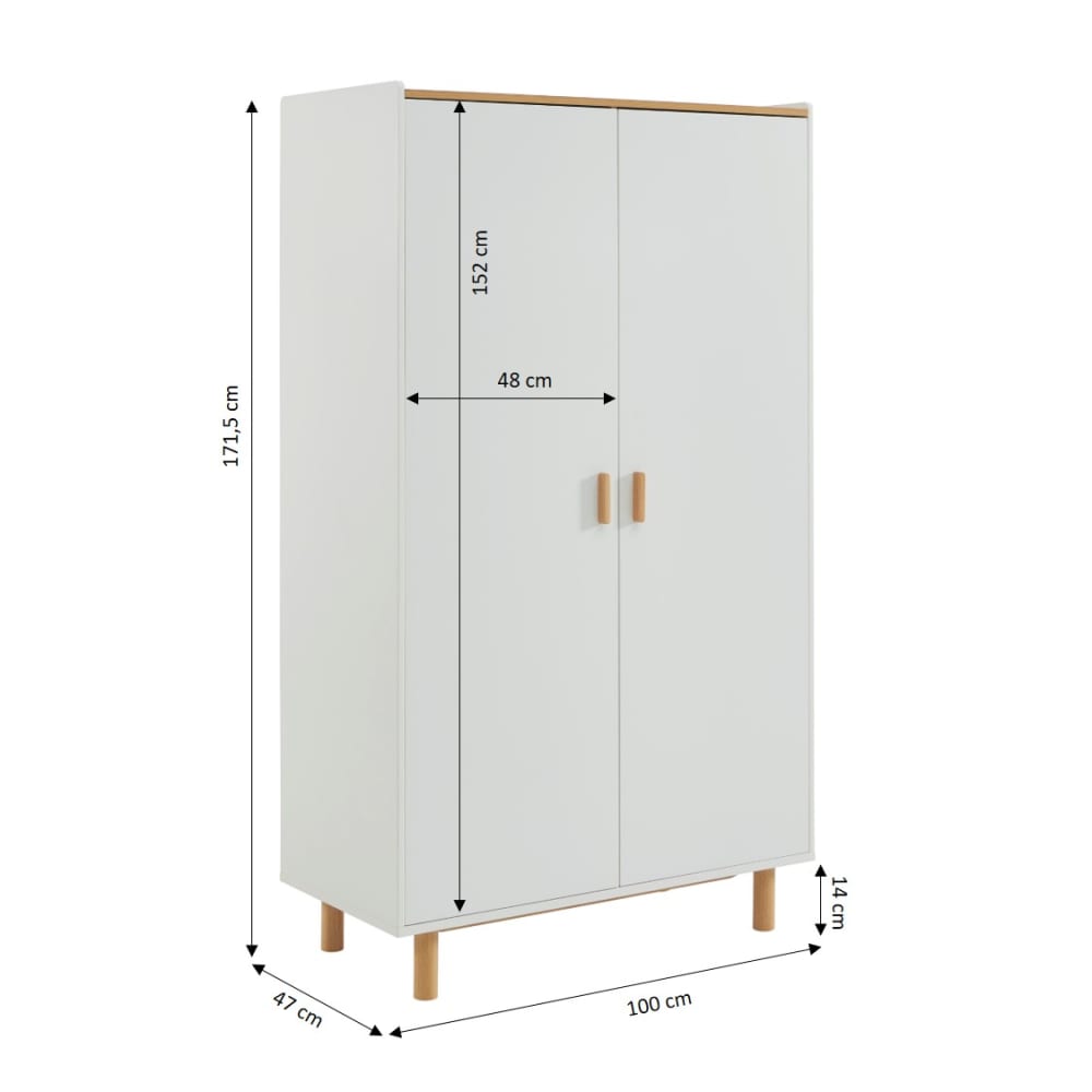 Armoire enfant  blanc 2 portes (Baita) - Image 2