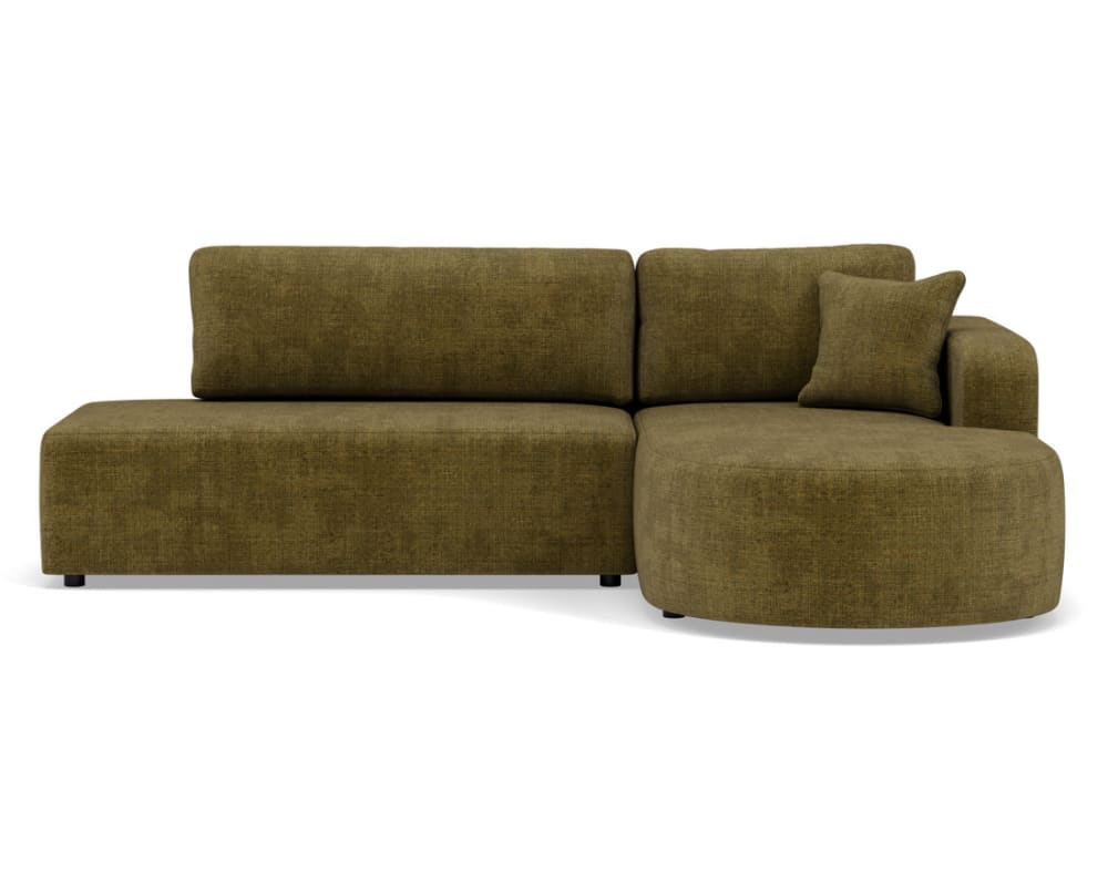 Canapé d'angle droit convertible 4 places en velours texturé vert