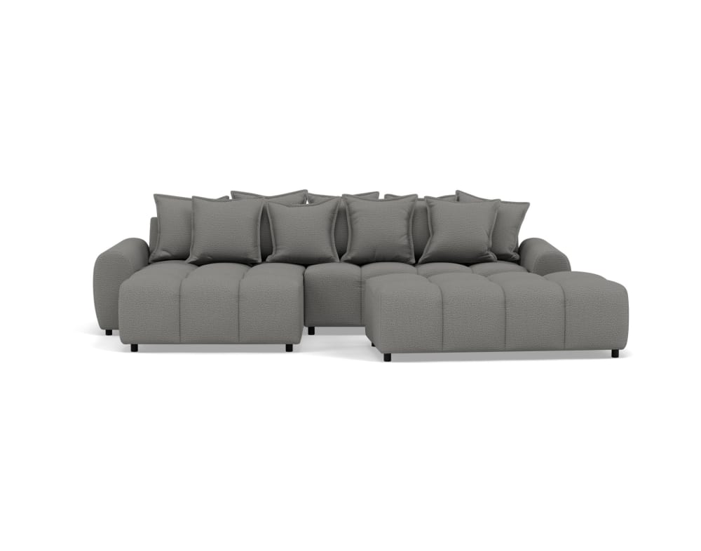 Canapé d'angle 4 places en tissu texturé gris