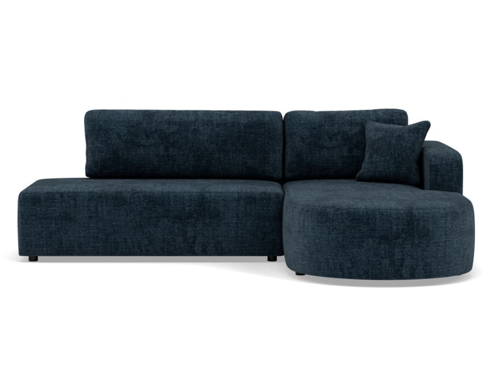 Canapé d'angle droit convertible 4 places en velours texturé bleu