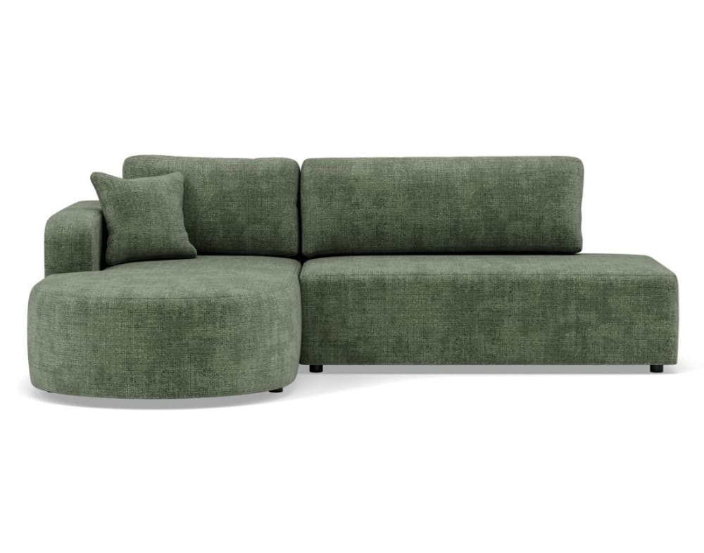 Canapé d'angle gauche convertible 4 places en velours texturé vert