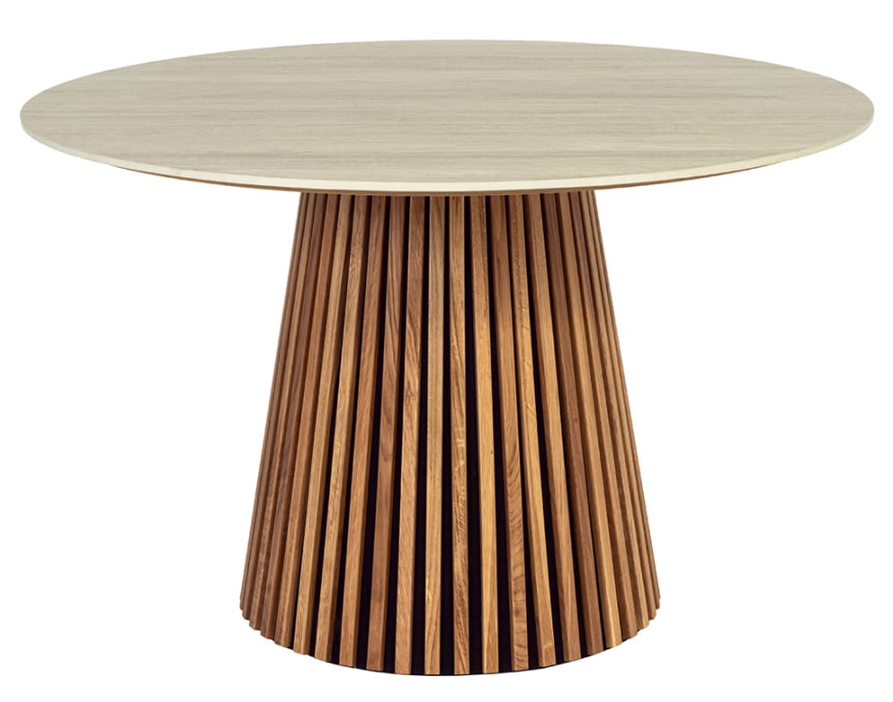 Table à manger vintage 120 cm bois / beige