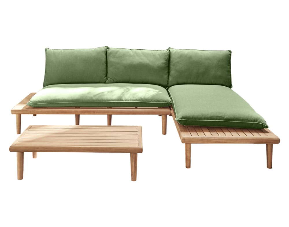 Salon de jardin 4 places en bois massif d'acacia vert / beige