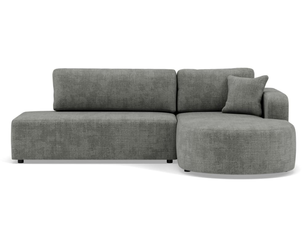 Canapé d'angle droit convertible 4 places en velours texturé gris