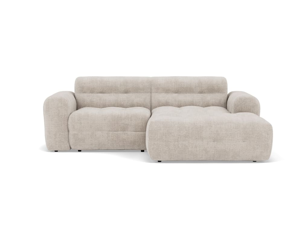 Canapé d'angle droit 4 places en velours texturé beige