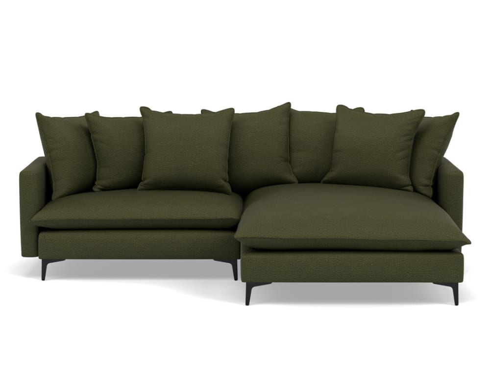 Canapé d'angle réversible 4 places en tissu texturé vert