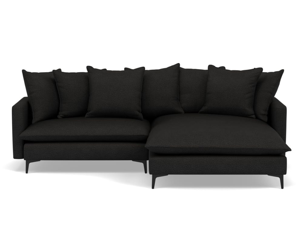 Canapé d'angle réversible 4 places en tissu texturé noir