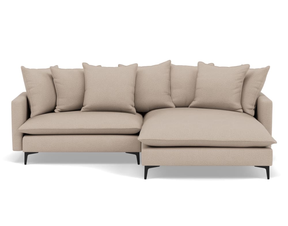 Canapé d'angle réversible 4 places en tissu texturé beige