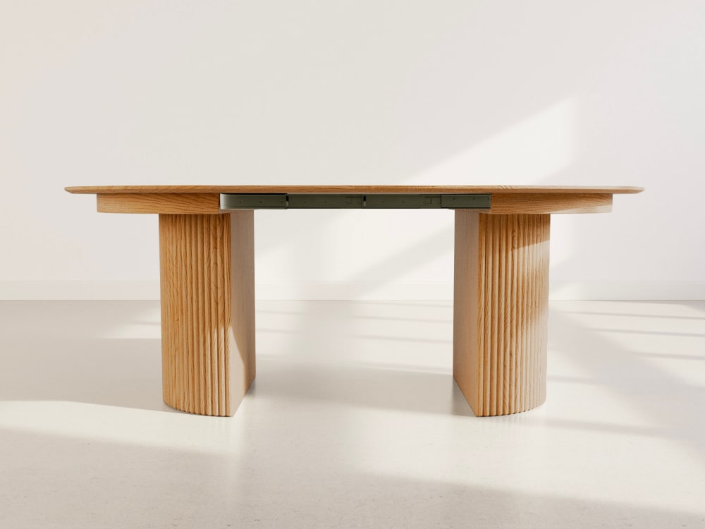 Freya - table à manger ronde extensible avec 2 coffres de