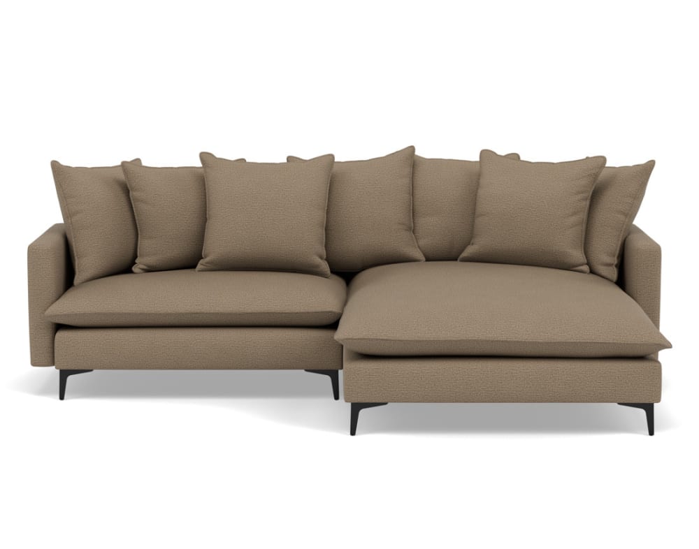 Canapé d'angle réversible 4 places en tissu texturé taupe