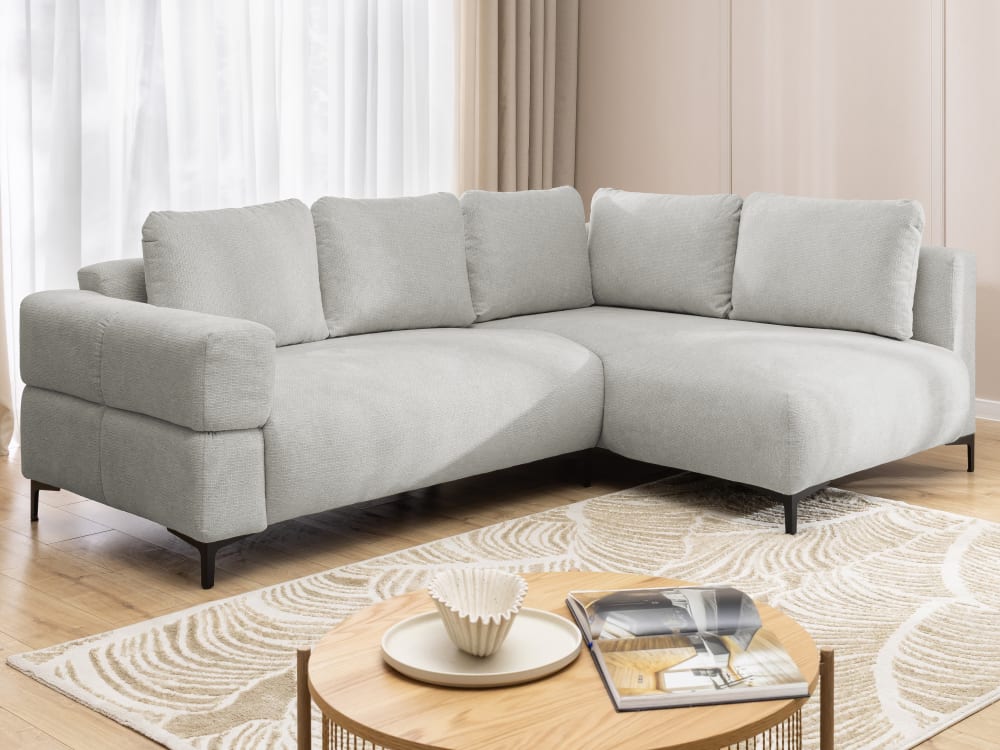 Modernes Ecksofa in Bubble-Optik aus weichem Hellgrau