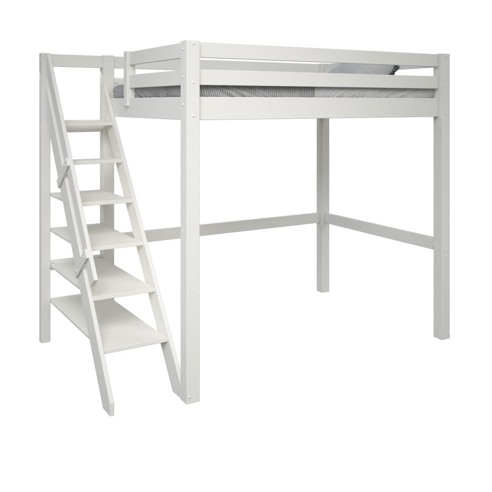 Lit mezzanine deux places pin blanc 140x200