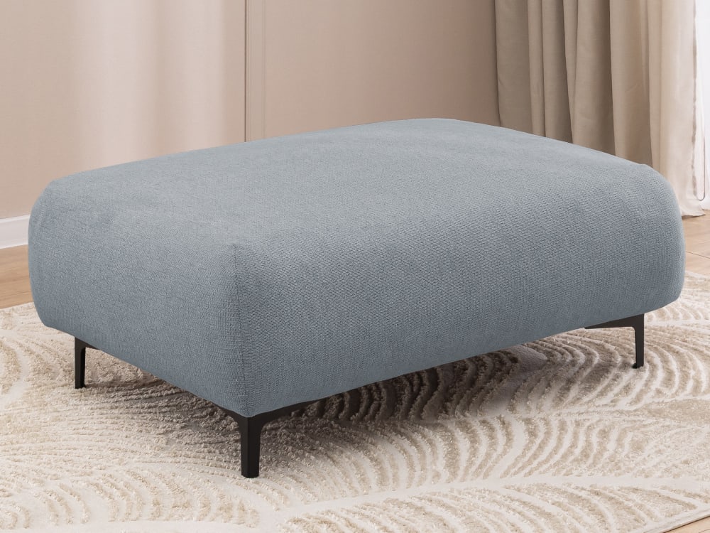 Moderner Hocker in Bubble-Optik aus weichem Grau Strukturstoff -