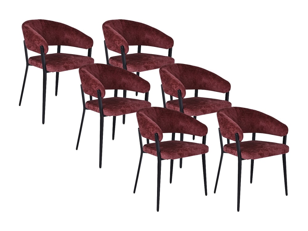 Lot de 6 chaises  bordeaux
