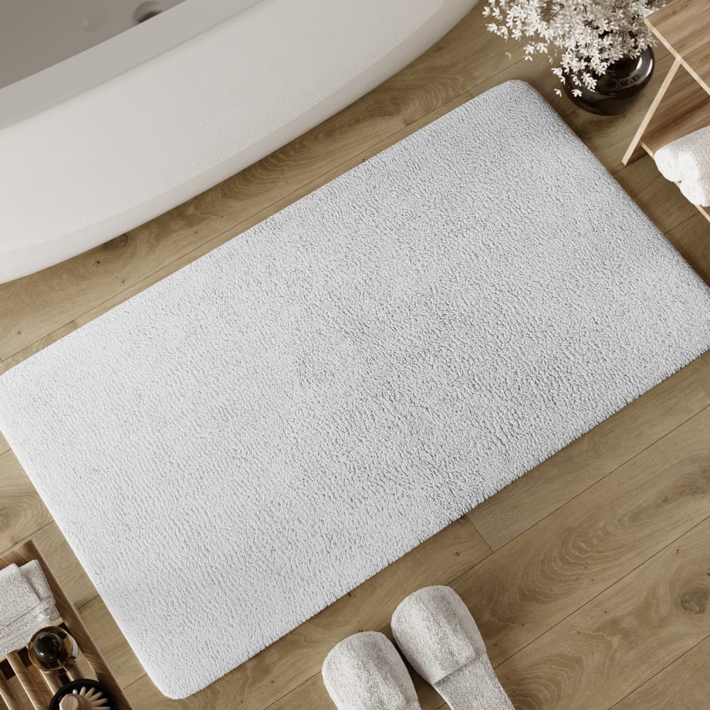 Tapis de bain blanc en coton 80x150 — vue 3