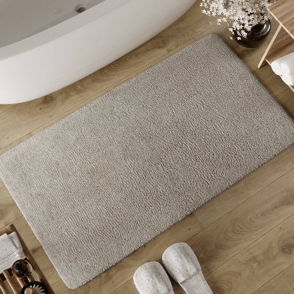 Tapis de bain greige en coton 60x100 — vue 3