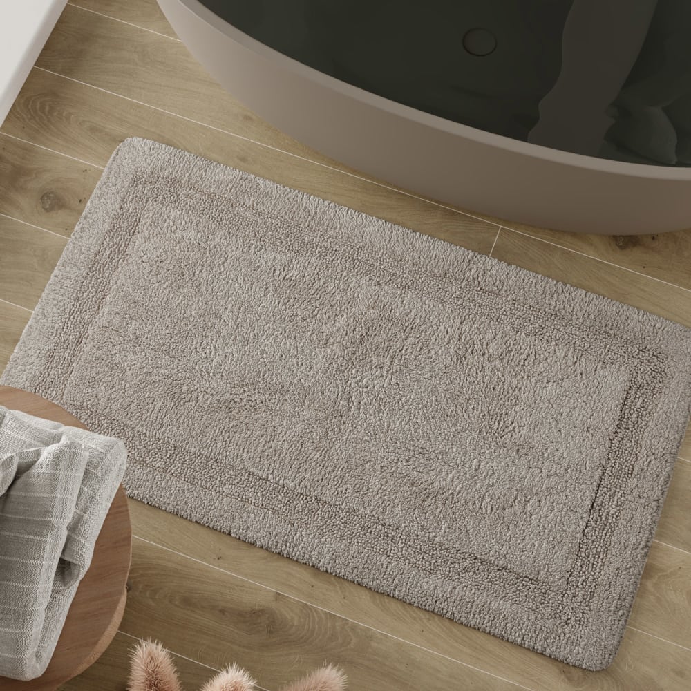 Tapis de bain greige en coton 80x150 — vue 3