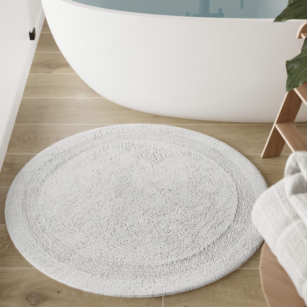 Badematte weiß rund aus Baumwolle 80 cm - Maisons Du Monde
