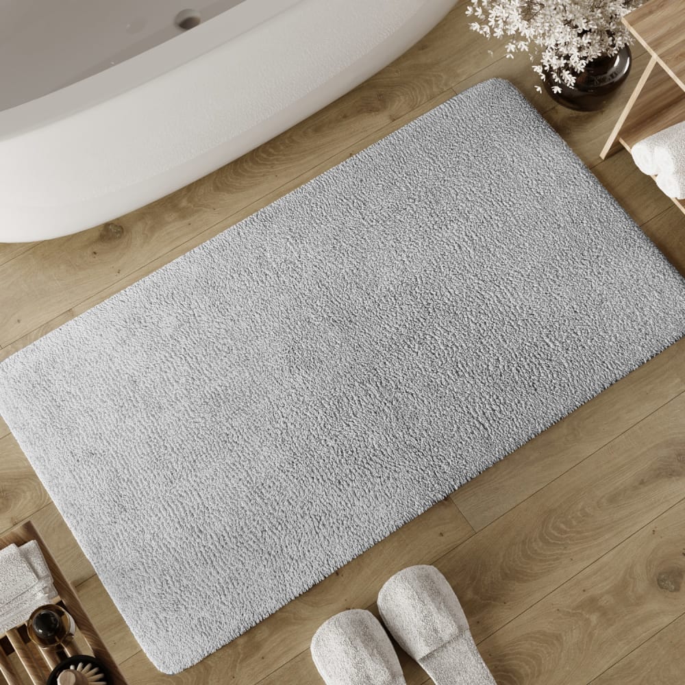 Tapis de bain gris clair en coton 80x150 — vue 3