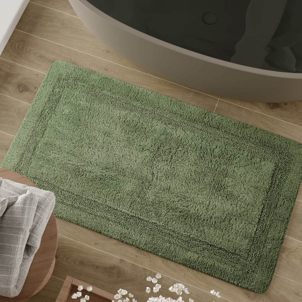 Tapis de bain vert en coton 55x65 — vue 3