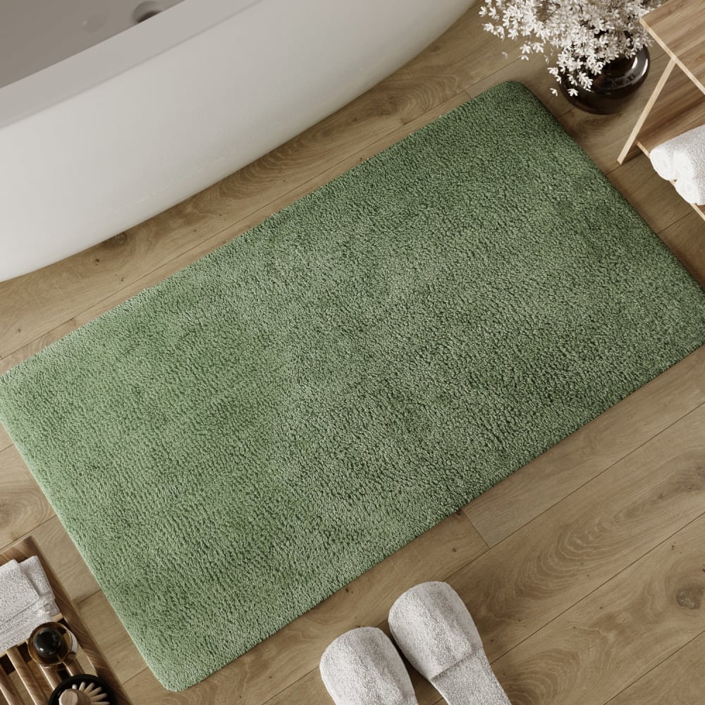 Tapis de bain vert en coton 80x150 — vue 3