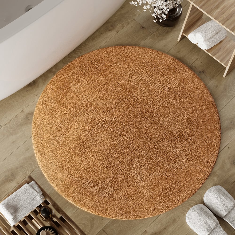 Badematte terrakotta rund aus Baumwolle 80 cm - Maisons Du Monde