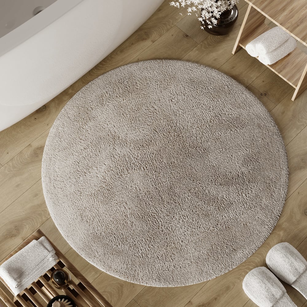 Badematte greige rund aus Baumwolle 80 cm - Maisons Du Monde