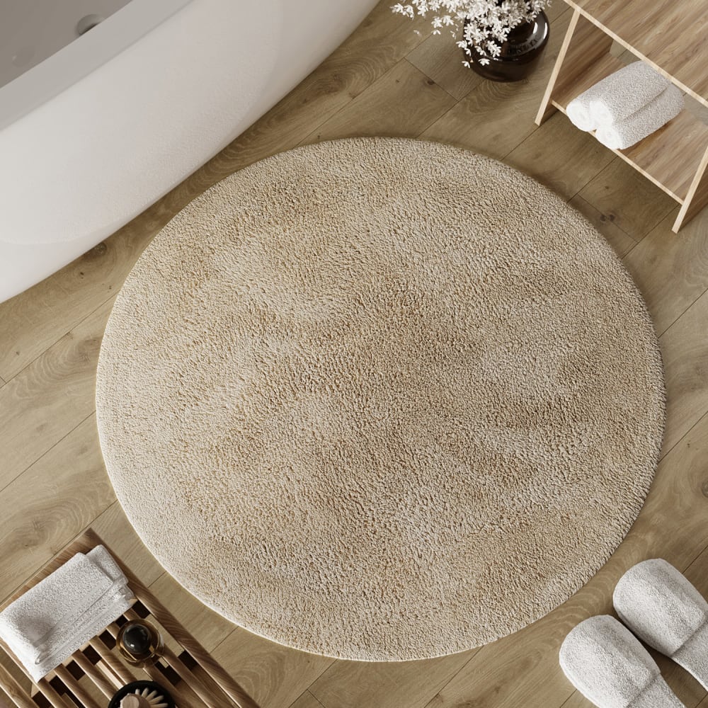 Badematte beige rund aus Baumwolle 80 cm - Maisons Du Monde