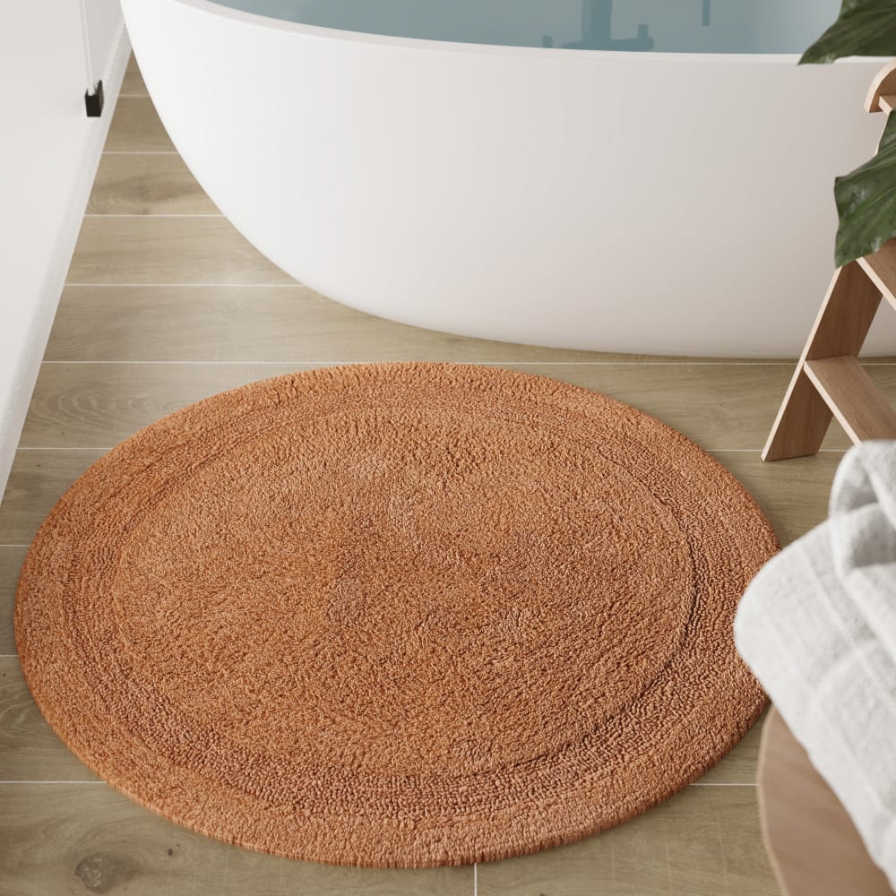 Badematte terrakotta rund aus Baumwolle 80 cm - Maisons Du Monde