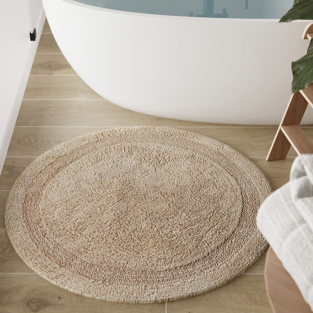 Badematte beige rund aus Baumwolle 80 cm - Maisons Du Monde