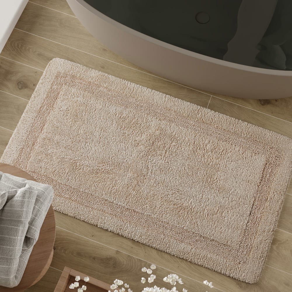 Tapis de bain beige en coton 80x150 — vue 3