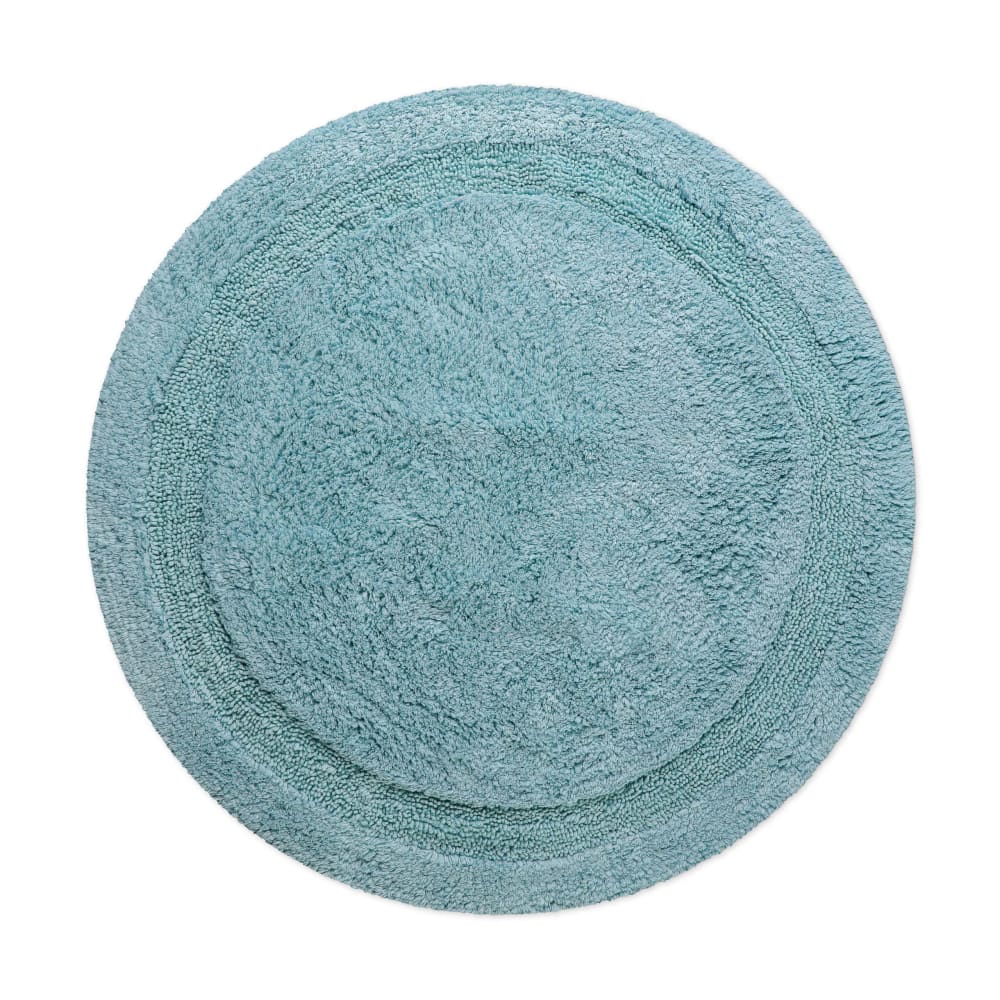 Wecon Home Badematte blau grau rund aus Baumwolle 80 cm style classic chic Öko-Tex Zertifikat - Baumwolle