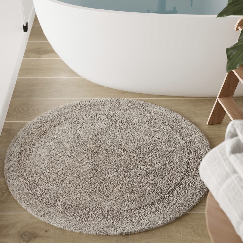 Badematte greige rund aus Baumwolle 80 cm - Maisons Du Monde