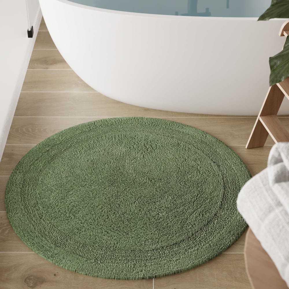 Badematte grün rund aus Baumwolle 80 cm - Maisons Du Monde