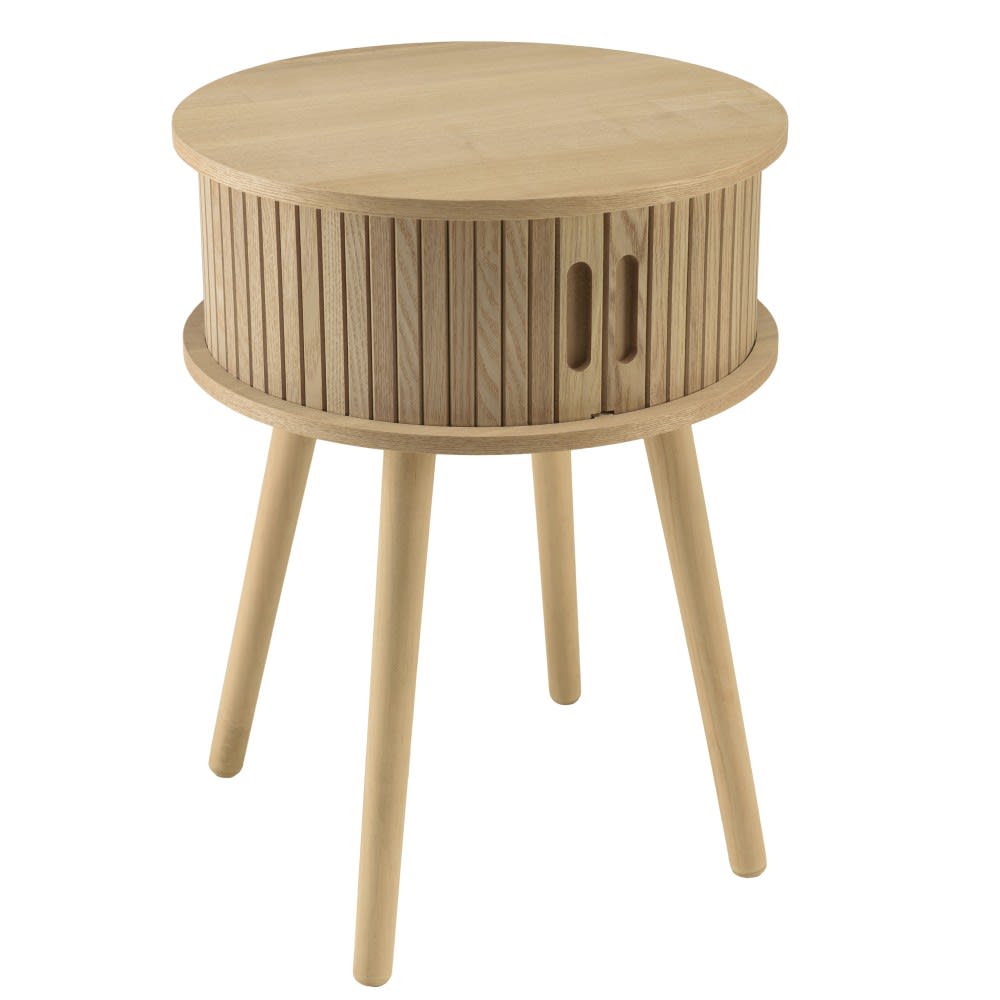 Table de chevet ronde en bois couleur naturelle D40