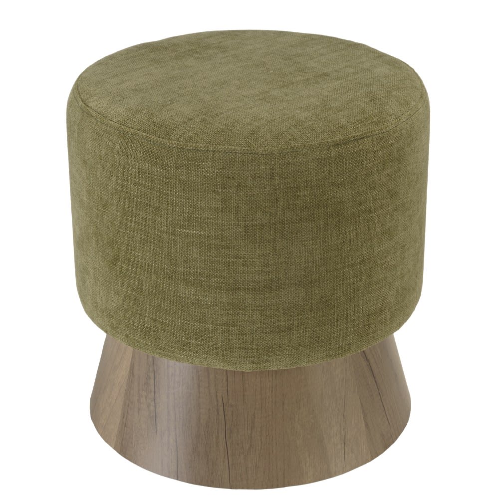 Pouf rond en tissu vert - pied