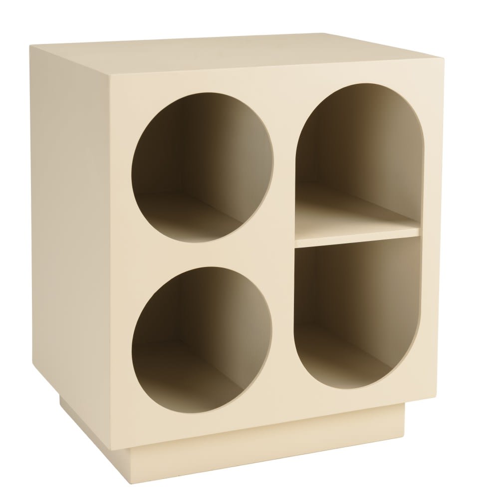 Table de chevet 40x30cm 4 niches en bois peint beige