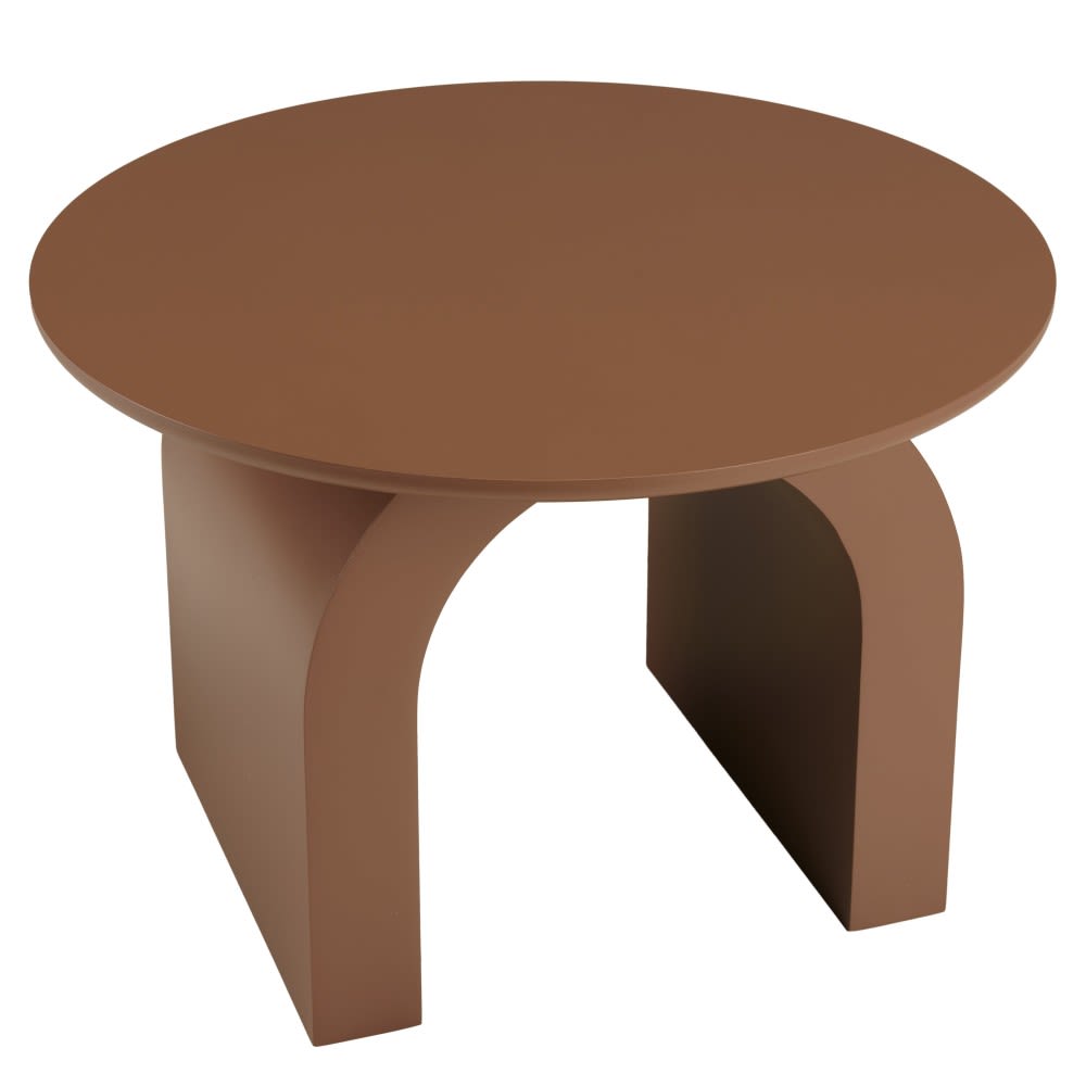 Table basse ronde en bois laqué terracotta D60