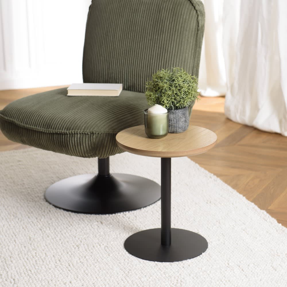 MACABANE Runder Beistelltisch D35 cm style classic chic Braun Spanplatte