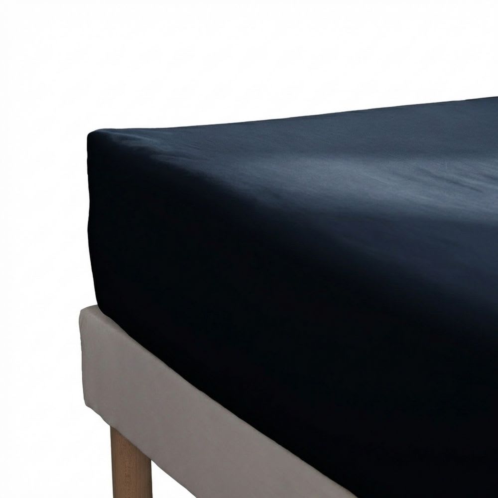Drap housse percale de coton uni 200x200+35 cm