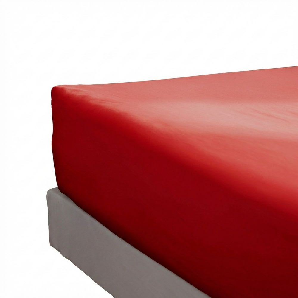 Drap housse percale de coton uni 140x190+30 cm
