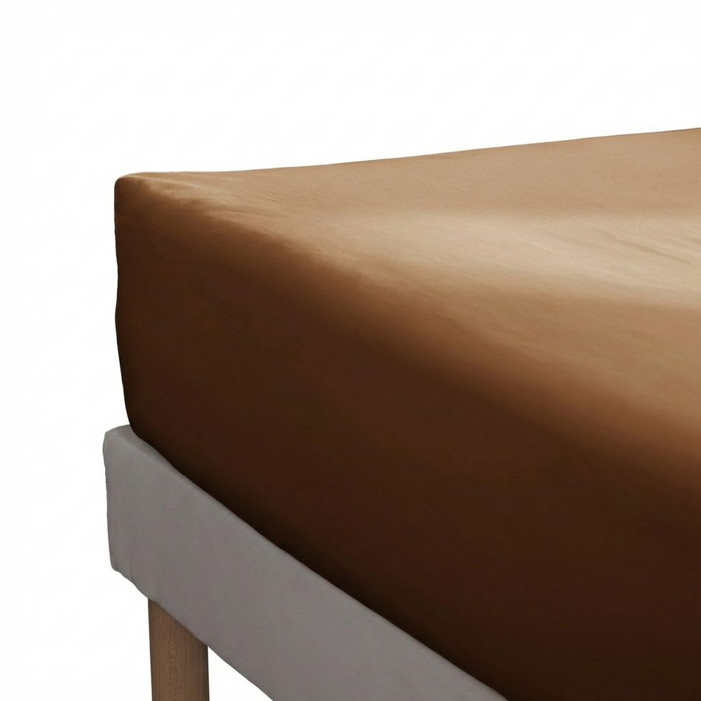 Drap housse percale de coton uni 180x200+35 cm