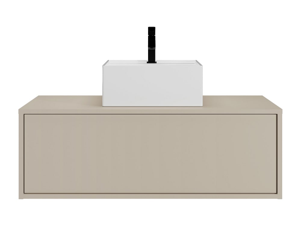 Meuble simple vasque effet bois beige