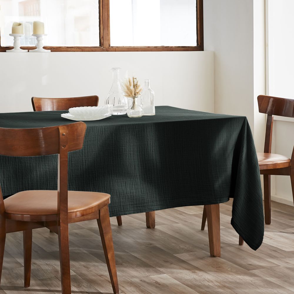 Nappe rectangle gaze de coton uni 150x250 cm