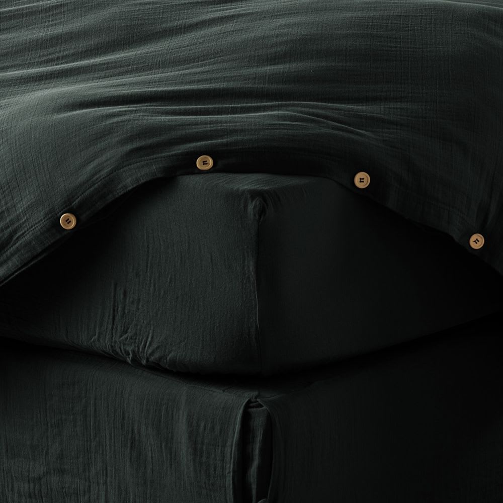 Drap housse gaze de coton uni 140x190+30 cm