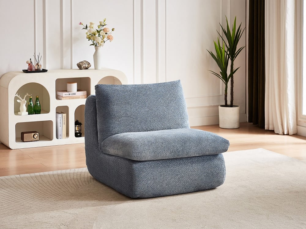 Fauteuil droit polyester bleu