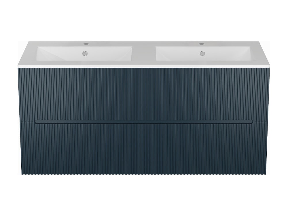 Meuble double vasque effet bois bleu nuit